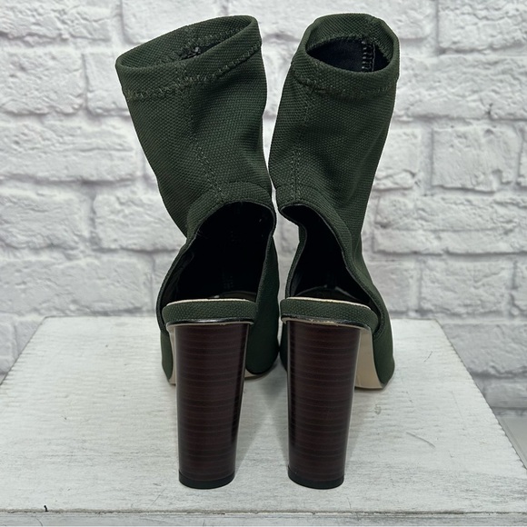 EGO Forest Green Knit Above Ankle Pull On Peep Toe Heels - Picture 10 of 16